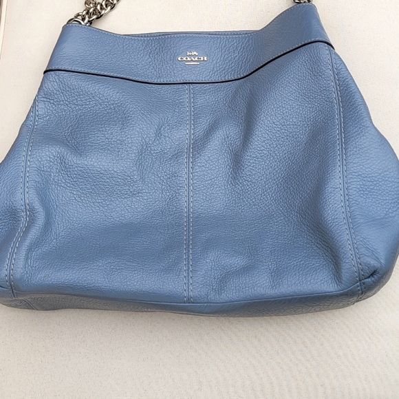 COACH Lexy Silver Chain Shoulder Bag Purse in Blue Cornflower F27594 - Picture 4 of 15